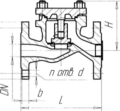 клапаны обратные подъемные (16с10п, 16нж10п) - чертеж